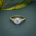 Three Stone Round Cut Moissanite Engagement Ring - JBR Jeweler