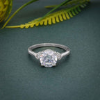 Three Stone Round Cut Moissanite Engagement Ring - JBR Jeweler