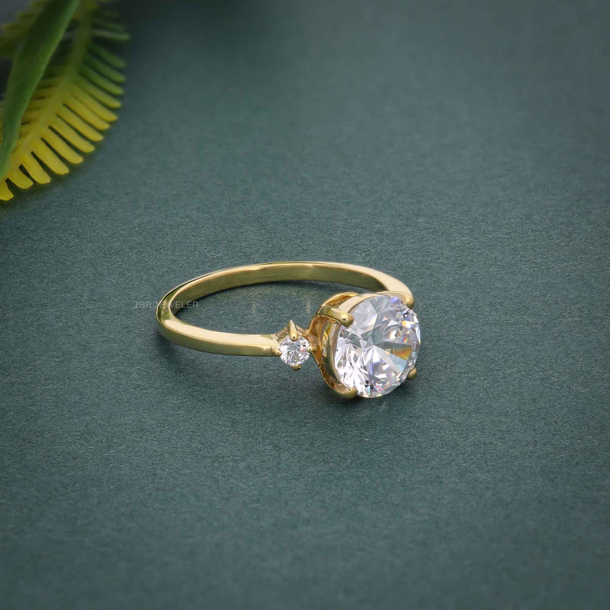 Three Stone Round Cut Moissanite Engagement Ring - JBR Jeweler