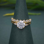 Round Cut Three Stone Lab Grown Diamond Wedding Ring With Matching Band - JBR Jeweler
