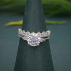 Round Cut Three Stone Lab Grown Diamond Wedding Ring With Matching Band - JBR Jeweler