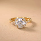 Lab Grown Diamond Round Cut Ring with Twisted Halo Setting