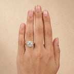 Round Cut Lab Grown Diamond Ring with Delicate Twisted Halo