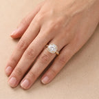 Round Shape Halo Bridal Ring Side Profile Twisted Band