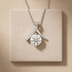 Round Diamond Pendant Necklace Elegant White Gold