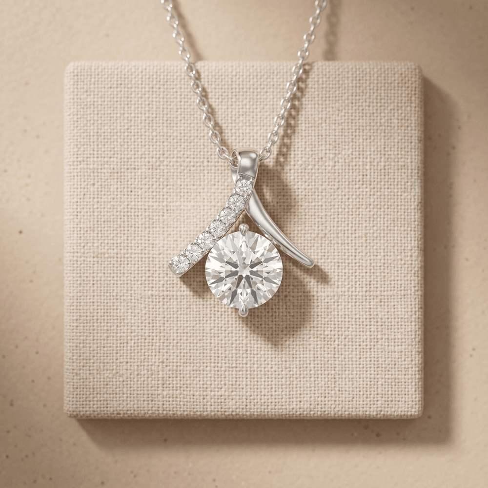 Round Diamond Pendant Necklace Elegant White Gold