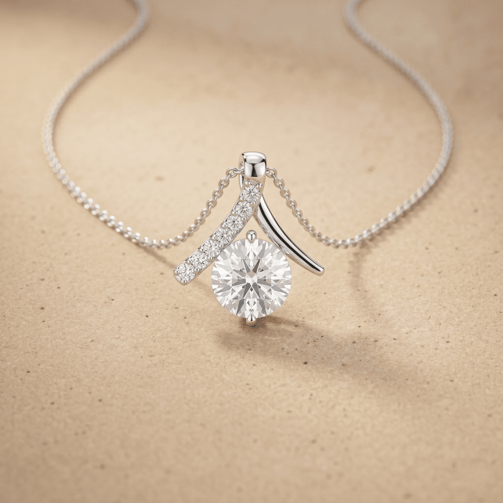 Round Diamond Pendant Necklace Elegant White Gold