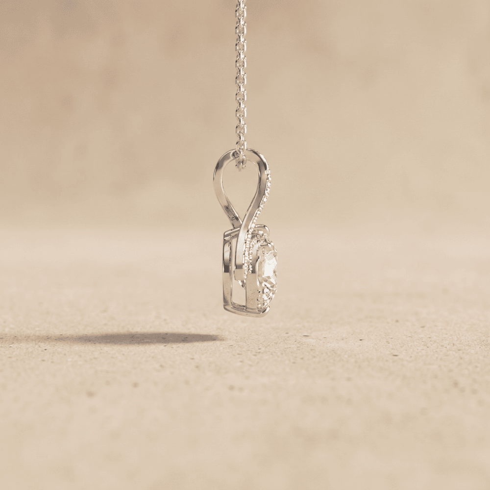 Round Diamond Pendant Necklace Elegant White Gold