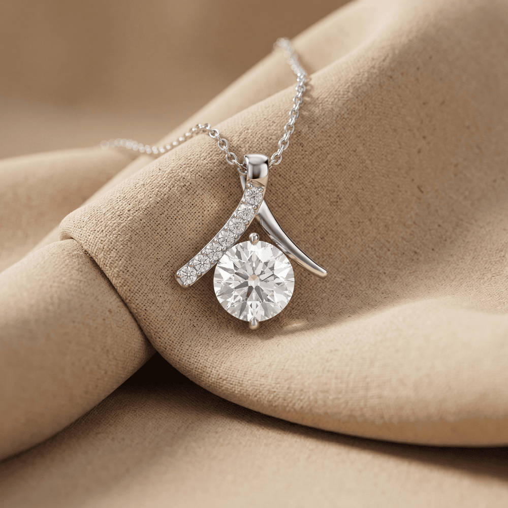 Round Diamond Pendant Necklace Elegant White Gold