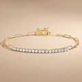 Round Diamond Tennis Bracelet in 14k Gold Chain Style 