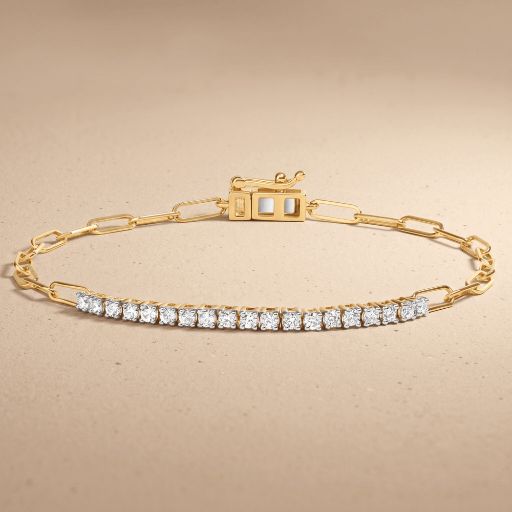Round Diamond Tennis Bracelet in 14k Gold Chain Style 