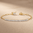 Round Diamond Tennis Bracelet in 14k Gold Chain Style 