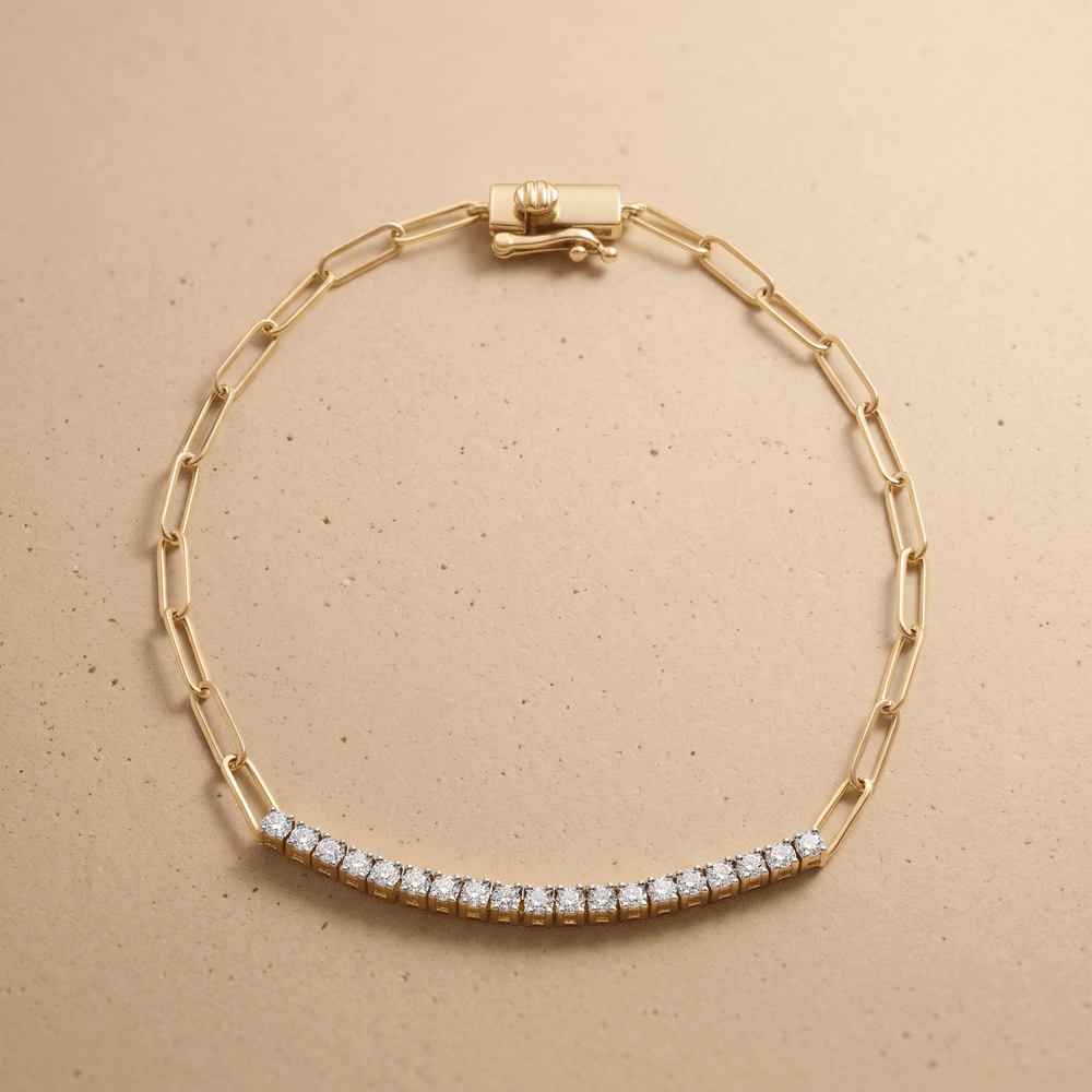 Round Diamond Tennis Bracelet in 14k Gold Chain Style 