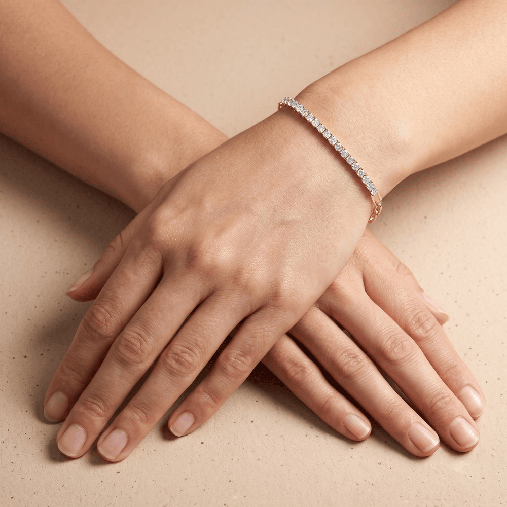 Round Diamond Tennis Bracelet in 14k Gold Chain Style 