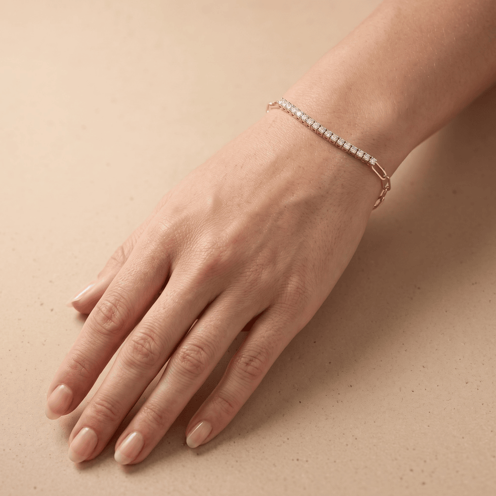 Round Diamond Tennis Bracelet in 14k Gold Chain Style 