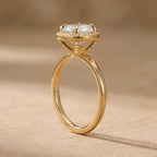Lab grown diamond promise ring side profile view