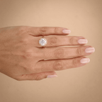 Round halo promise ring angled sparkle shot