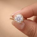 Round halo lab grown diamond promise ring for her