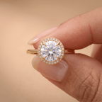 Round halo lab grown diamond promise ring for her