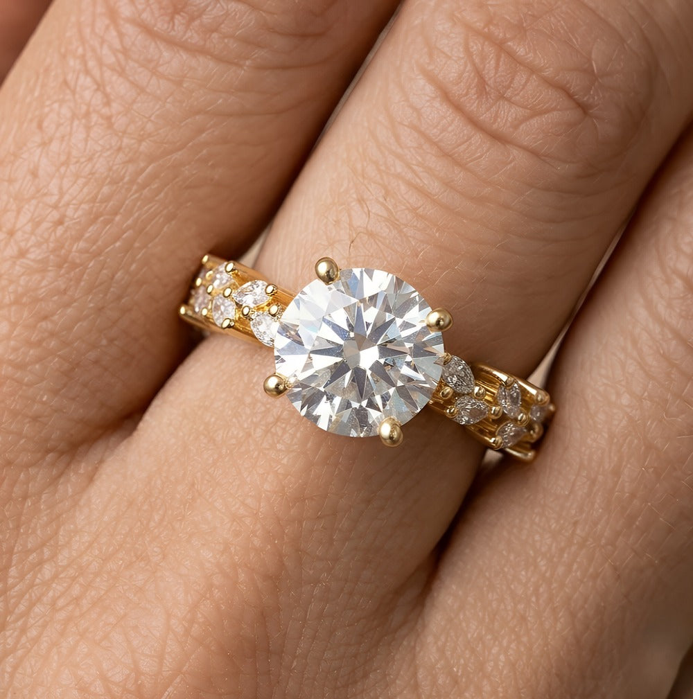Sparkling round lab grown diamond ring for her