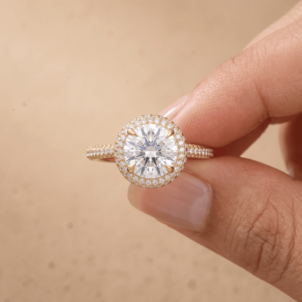 Simple 14K gold ring for women, halo view