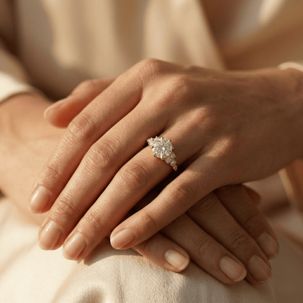 Unique lab grown diamond cluster bridal jewelry