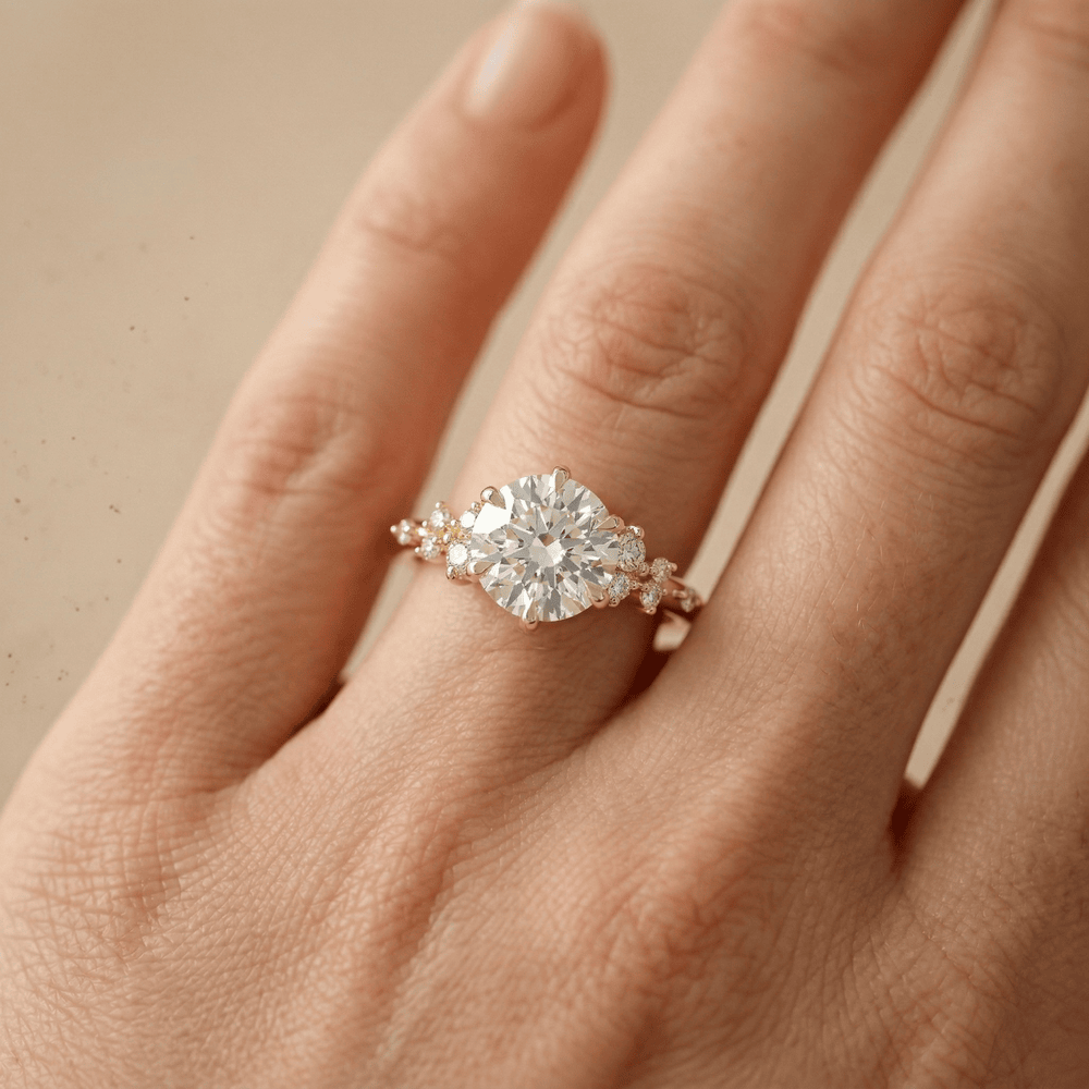 Round lab diamond ring for anniversary gift