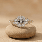 Round lab grown diamond cluster wedding ring for women