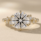 Round cut lab diamond cluster engagement ring
