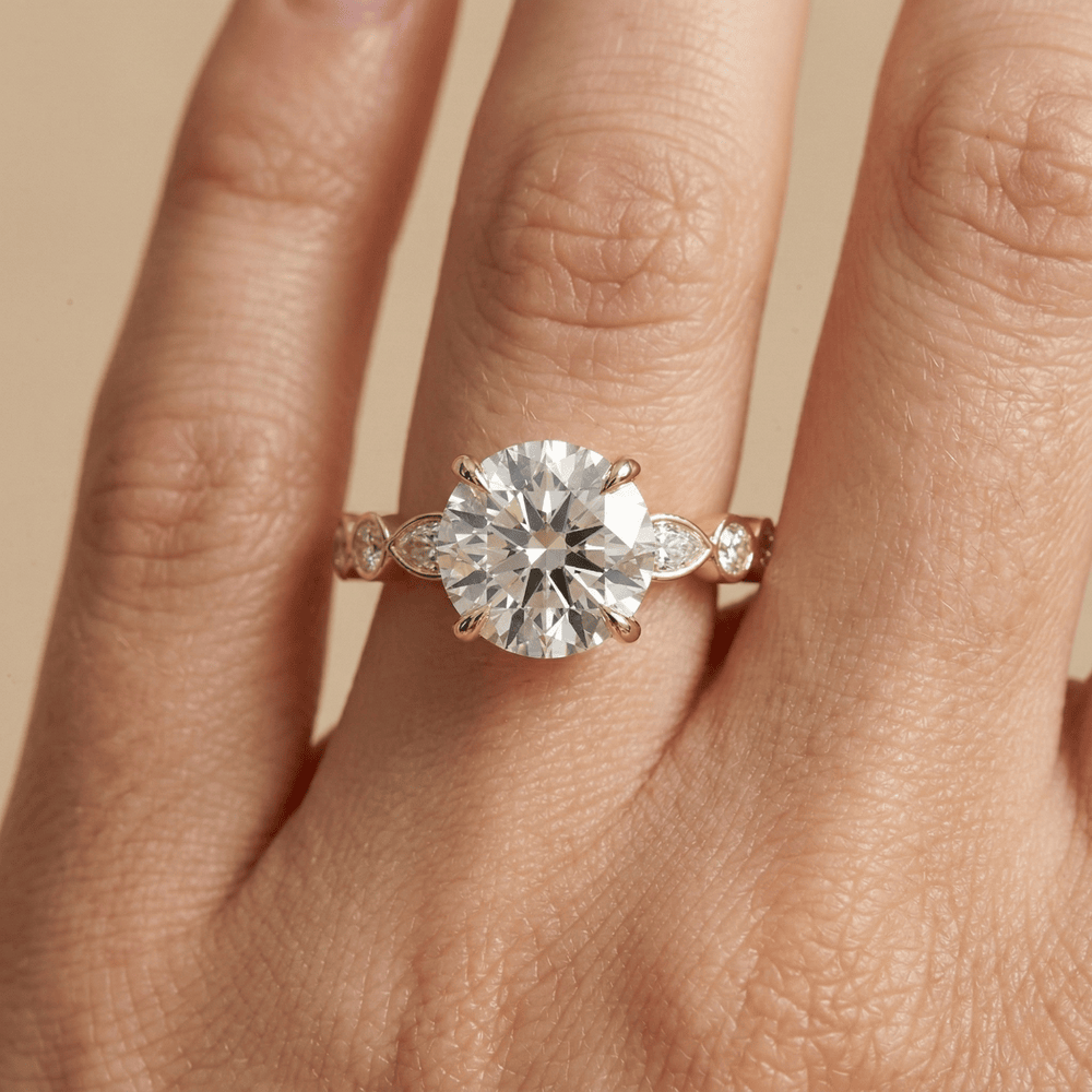 14K solid gold lab diamond ring for wedding and bridal wear