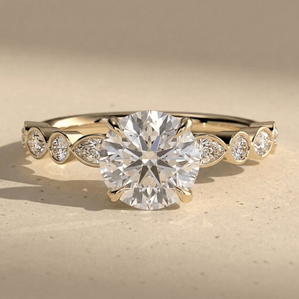 14K gold round lab grown diamond wedding ring for women
