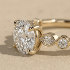 Solid 14K gold round diamond engagement ring for her