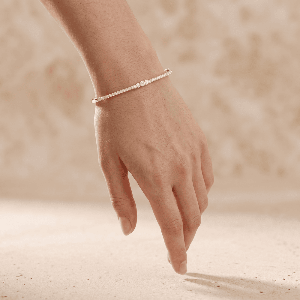Women's 10K gold diamond bangle jewelry