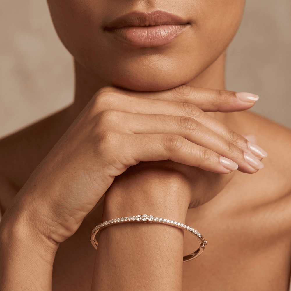 Sparkling round lab grown diamond bangle jewelry