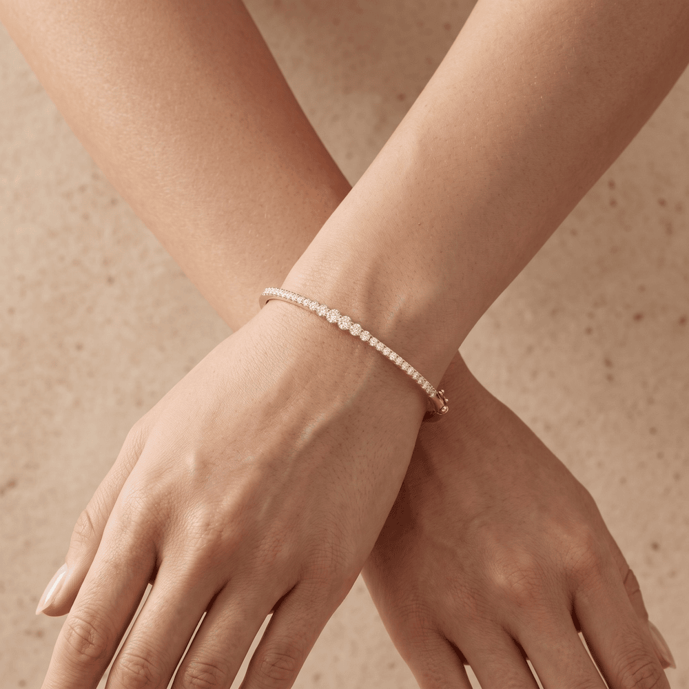 Classic round diamond bangle bracelet gift for her