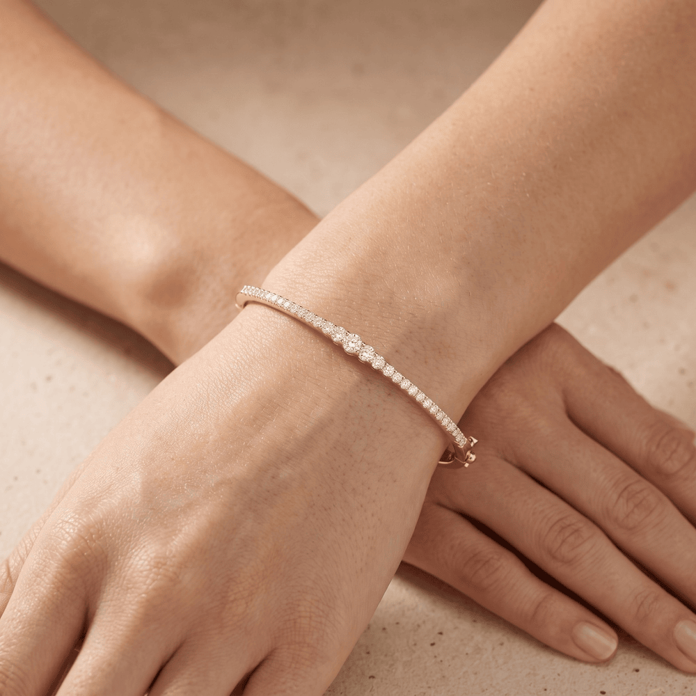 Solid gold lab diamond bangle for anniversary gift