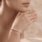 10K yellow gold round lab diamond bangle bracelet