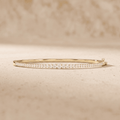 Round lab grown diamond 10K gold bangle bracelet for women