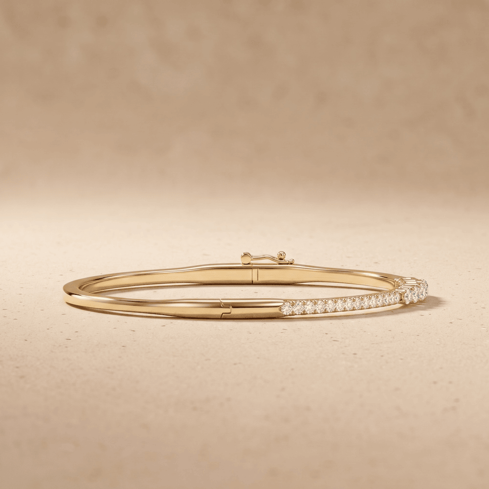 Lab grown diamond bangle bracelet in solid 10K gold