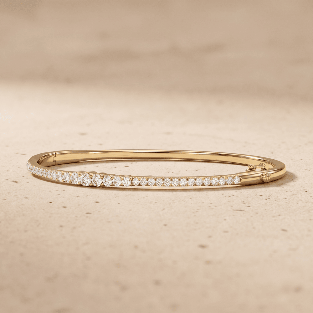 Elegant round diamond gold bangle for women