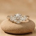Round lab grown diamond three stone twisted wedding ring