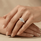 Elegant three stone lab grown diamond wedding ring