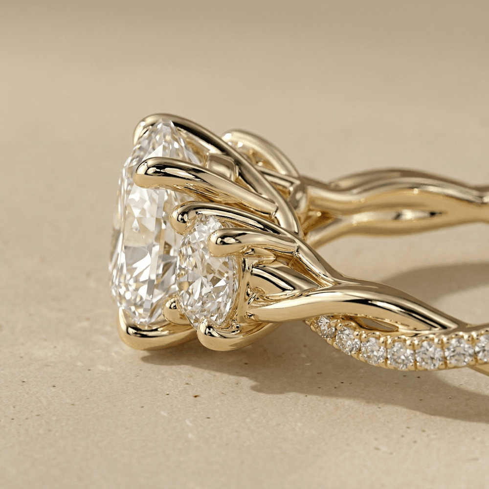 Three stone round diamond engagement ring for women