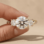 Round three stone lab diamond engagement ring