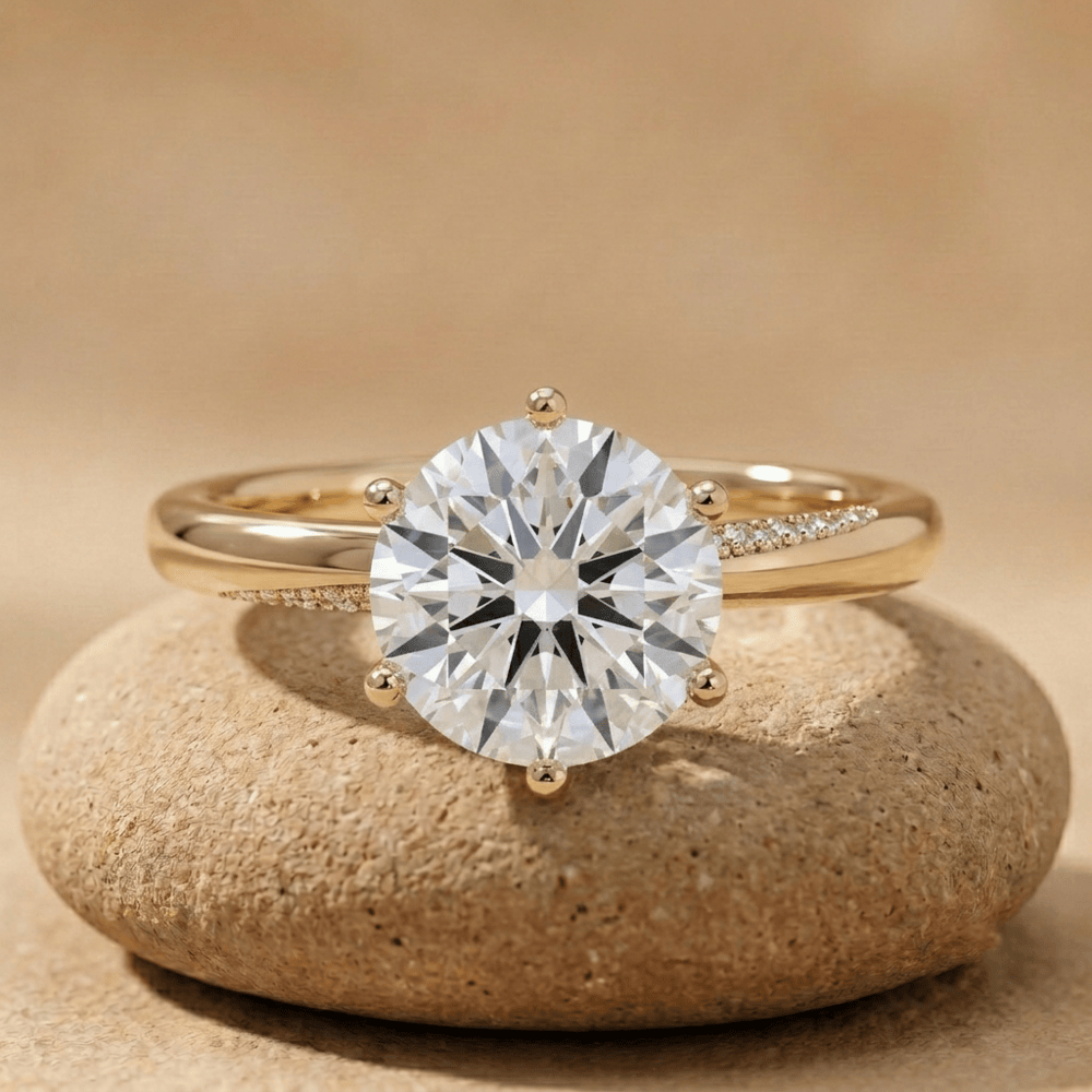 Round lab grown diamond wedding ring in 14K gold