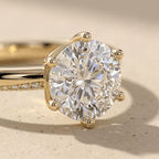 Sweeping micropavé lab diamond ring in 14K gold closup view