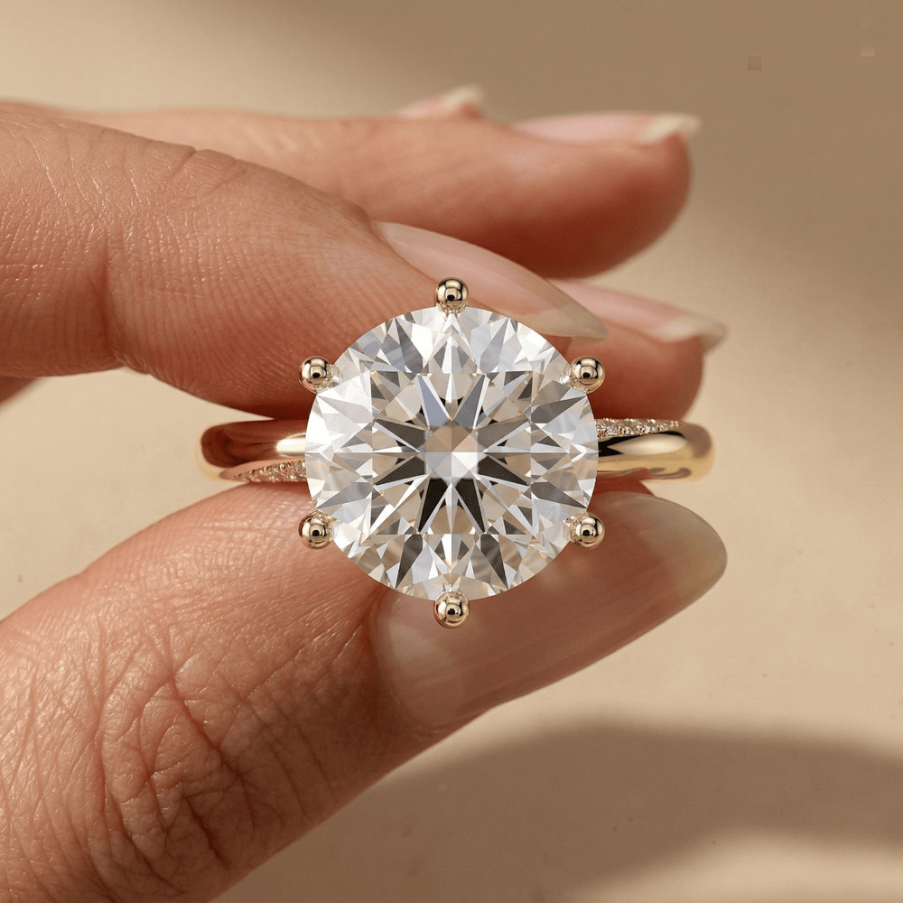 14K gold round lab diamond micropavé wedding band