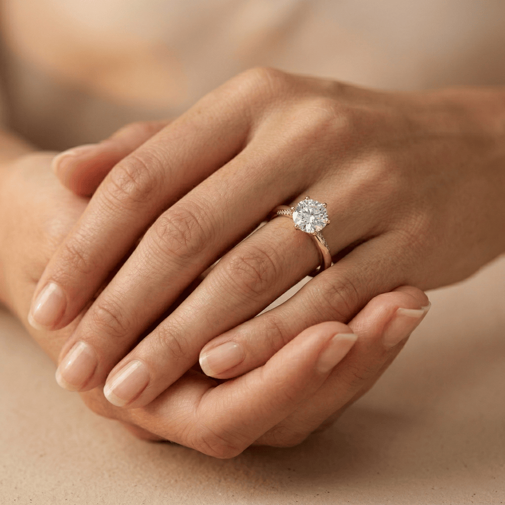14K solid gold lab grown diamond bridal ring
