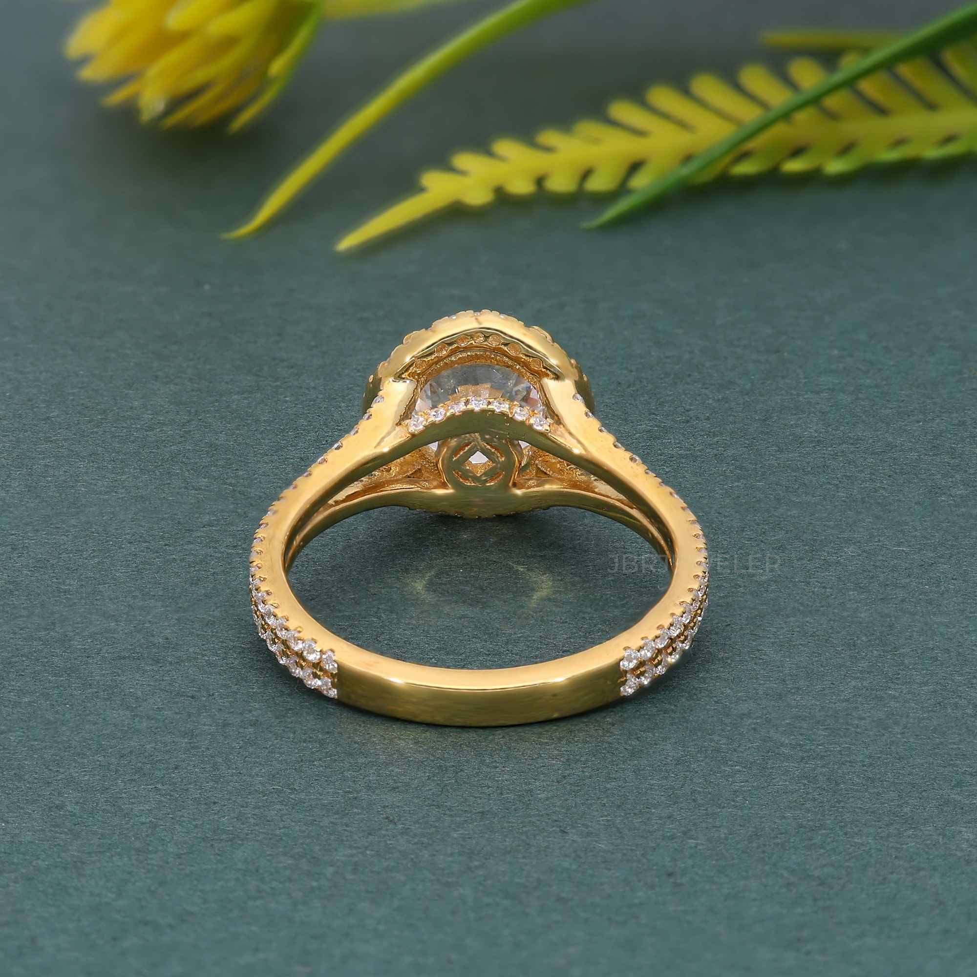 Round Laboratory Diamond Split Shank Halo Engagement Ring - JBR Jeweler