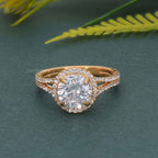 Round Moissanite Diamond Split Shank Halo Engagement Ring - JBR Jeweler